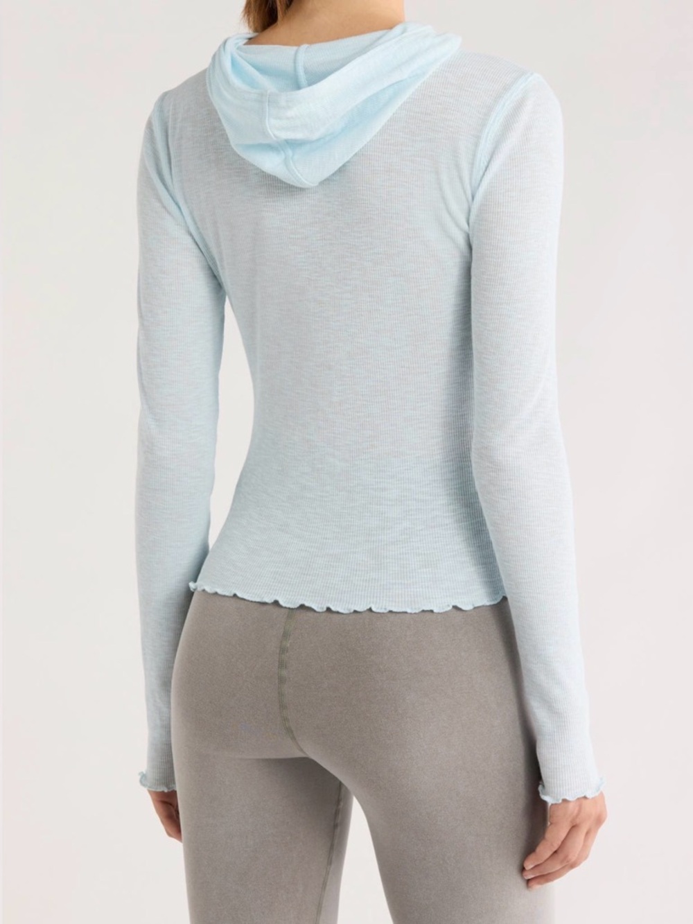 FP Movement by Free People Light Blue Long Sleeve Hooded Tee